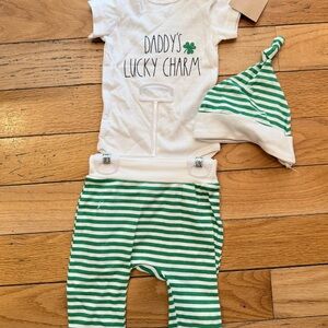 Rae Dunn Baby St Patrick’s Day  Outfit-3 piece set 6-9 months